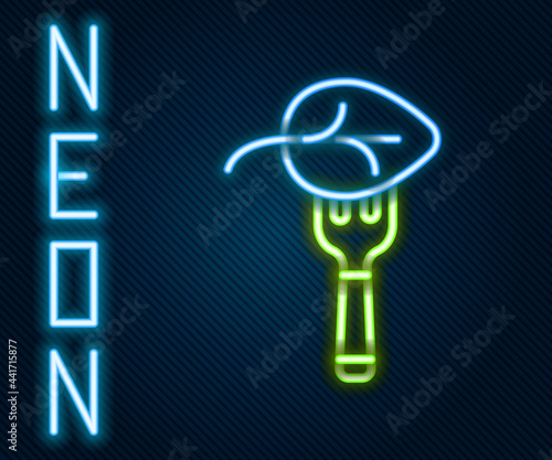 Glowing neon line Vegan food diet icon isolated on black background. Organic, bio, eco symbol. Vegan, no meat, lactose free, healthy, fresh and nonviolent food. Colorful outline concept. Vector