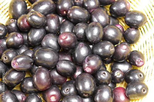 
Jambolan plum or Java plum juice isolated on white background
