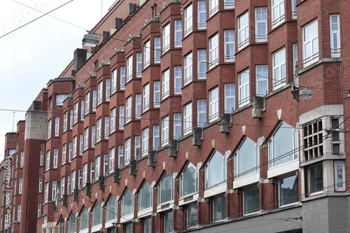 Amsterdam Vijzelstraat Brown Building Facade with Sculpted Details