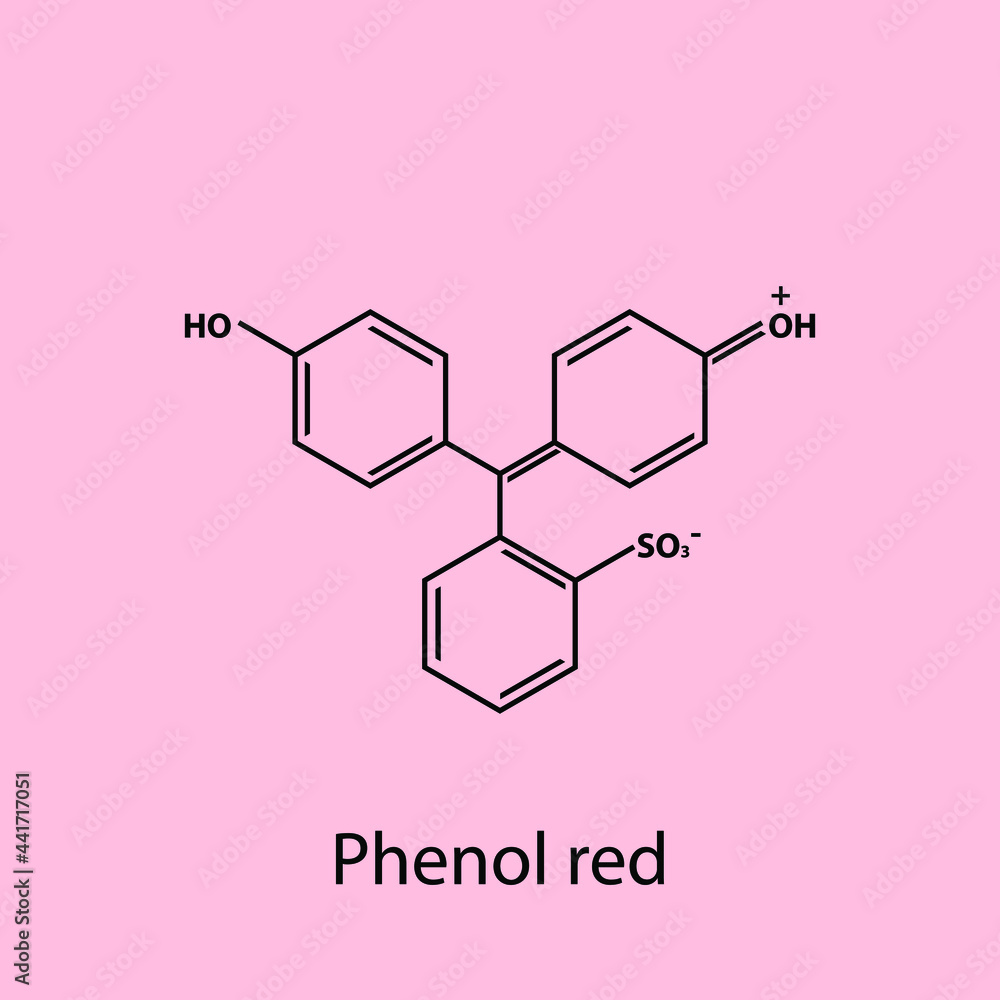 Phenol red Dye biomolecule molecular formula. Skeletal molecule