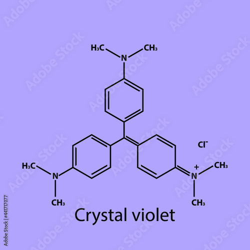 Crystal violet Dye biomolecule molecular formula. Skeletal molecule structure vector eps10.