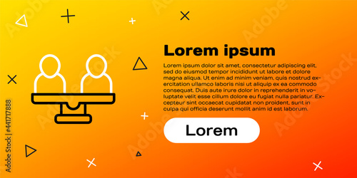 Line Gender equality icon isolated on yellow background. Equal pay and opportunity business concept. Colorful outline concept. Vector