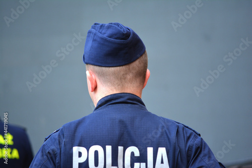 Polska policja na zabezpieczeniu zgromadzenia Wrocław Rynek. 