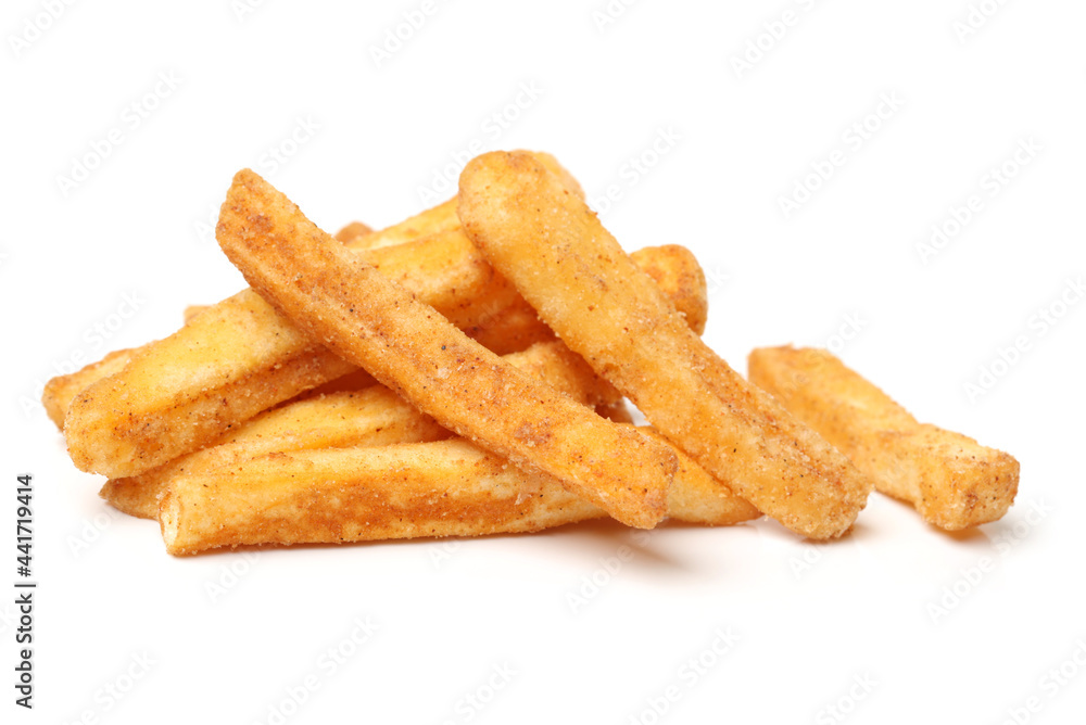 french fries on white background french fries on white background