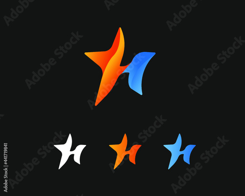 H star logo editable design