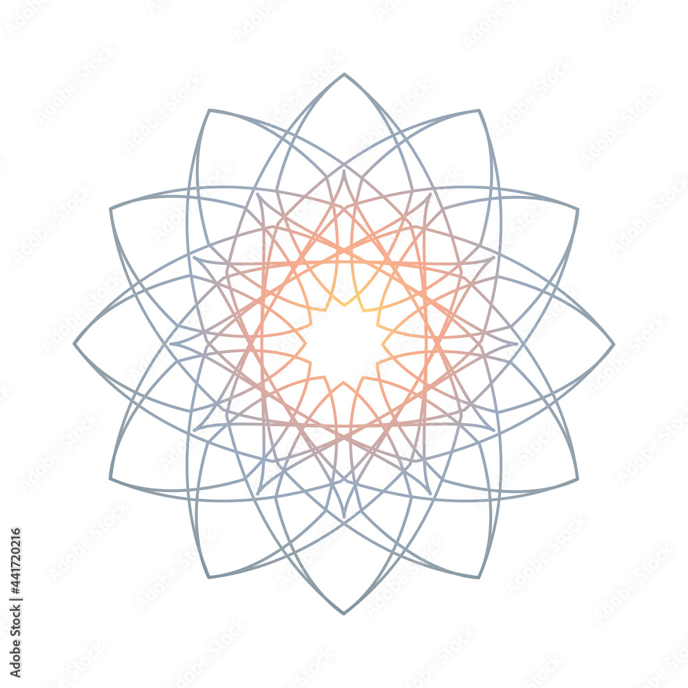 Mandala, gradient round ornament. Element for design, logo, business cards. Vector isolated. Mandala, gradient round ornament. Element for design, logo, business cards. Vector isolated.