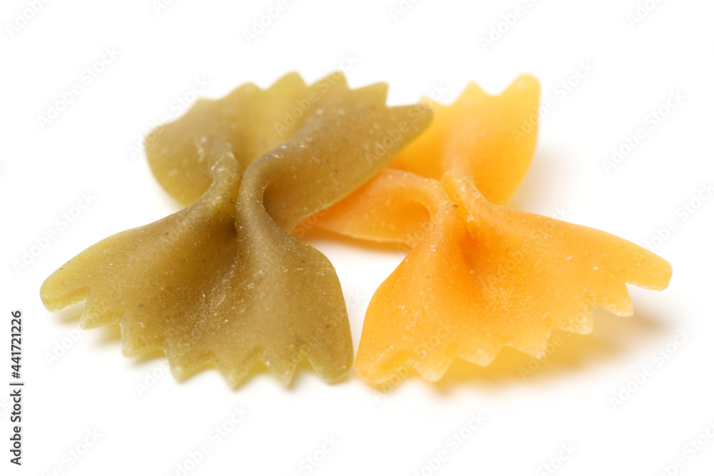 Italian pasta (Gomiti Rigati) on white background Italian pasta (Gomiti Rigati) on white background
