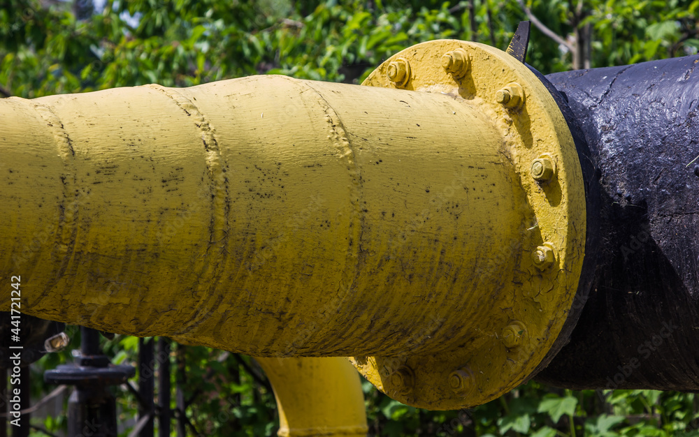 yellow gas pipe, gas supply, engineering structures