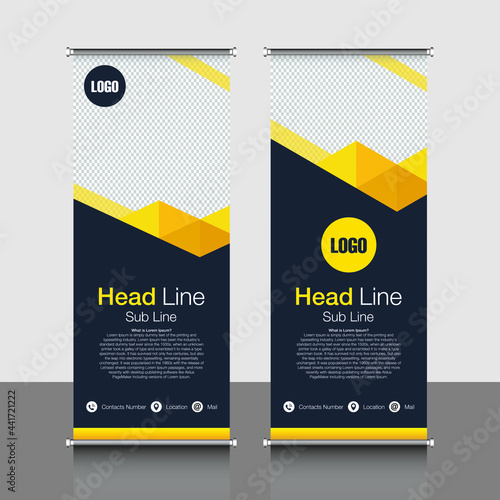 Orange  black Business Roll Up Banner flat design template , Abstract Geometric banner Vector illustration set, Vector