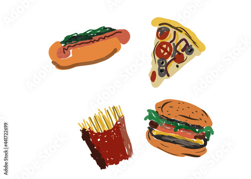 Vector fast food blur set