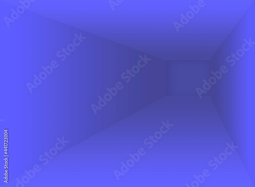 3D rendered illustration backdrop of a solid blue empty studio room in perspective angle for product presentation 