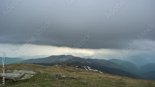 Rain wall in the carpathian mountains in summer