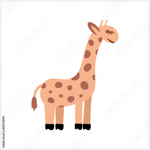 Doodle giraffe clipart isolated on white. Cartoon vector stock illustration. EPS 10