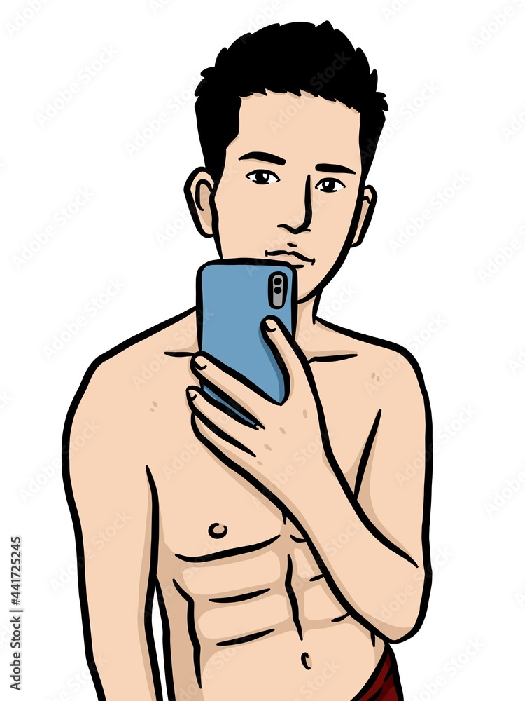 Fototapeta premium cute man cartoon on white background