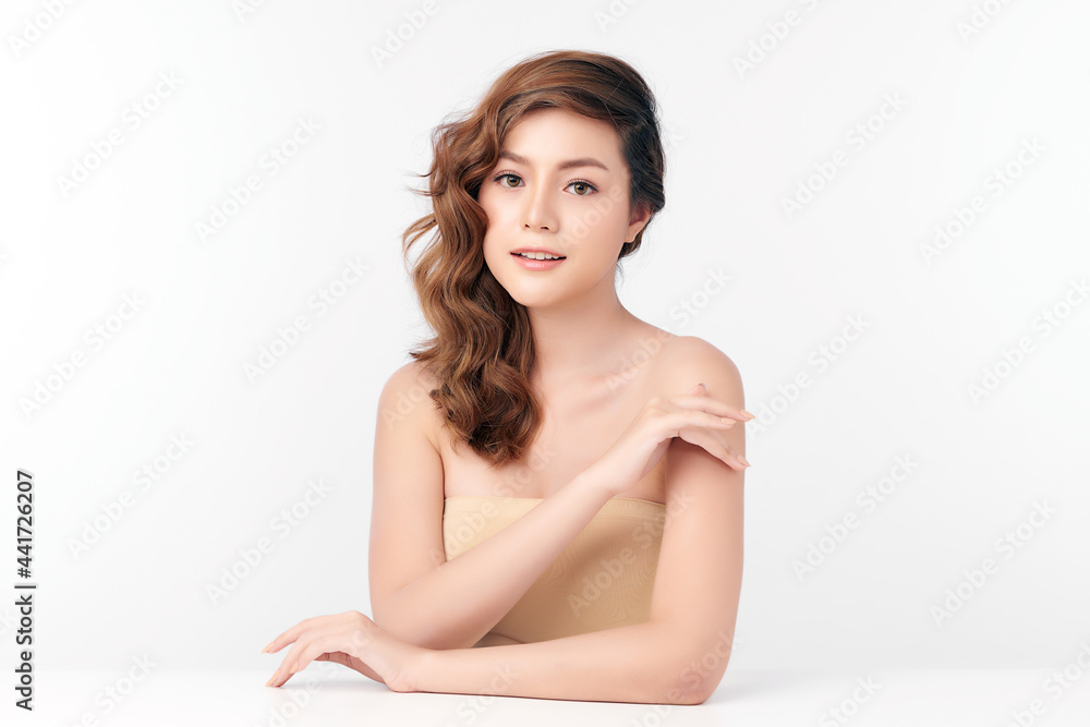 Beautiful young asian woman with clean fresh skin on white background, Face care, Facial treatment, Cosmetology, beauty and spa, Asian women portrait. Beautiful young asian woman with clean fresh skin on white background, Face care, Facial treatment, Cosmetology, beauty and spa, Asian women portrait.