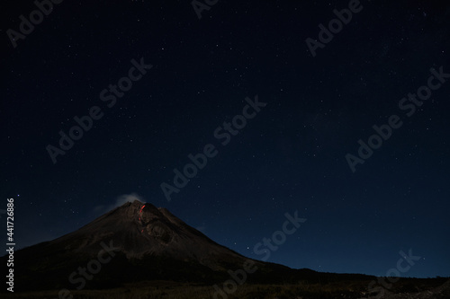 Mount Merapi erupts with high intensity at night during a full moon  the slide of material avalanches reaches 2700 meters