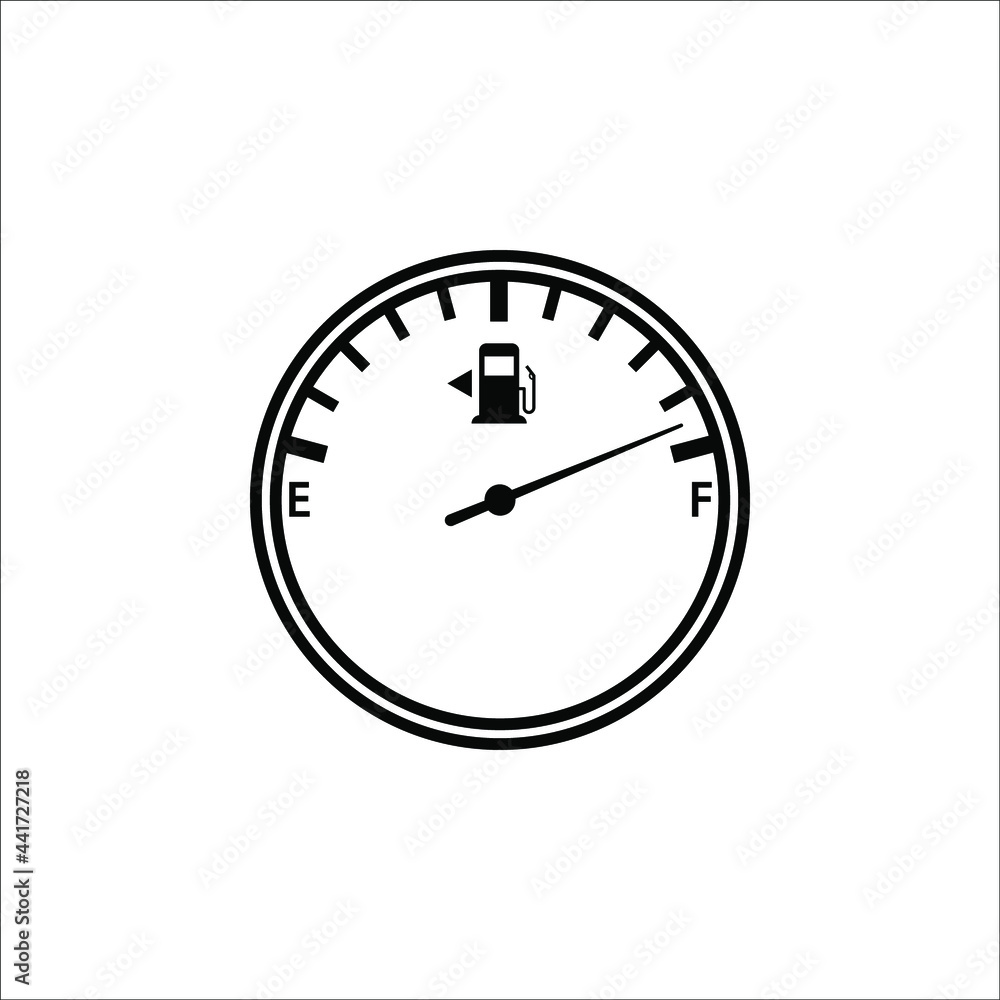 Fuel indicators gas meter with blank screen. Gauge vector tank full icon on white background. color editable Fuel indicators gas meter with blank screen. Gauge vector tank full icon on white background. color editable