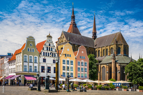 Neuer Markt in the old town of Rostock, Germany