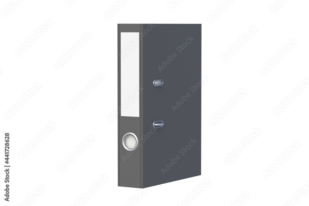 Binder file folder of black color isolated on white background. 3d render Binder file folder of black color isolated on white background. 3d render