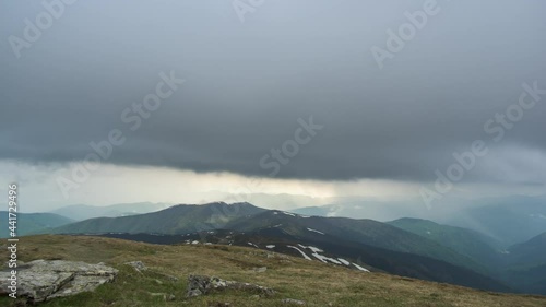 Rain wall in the carpathian mountains in summer