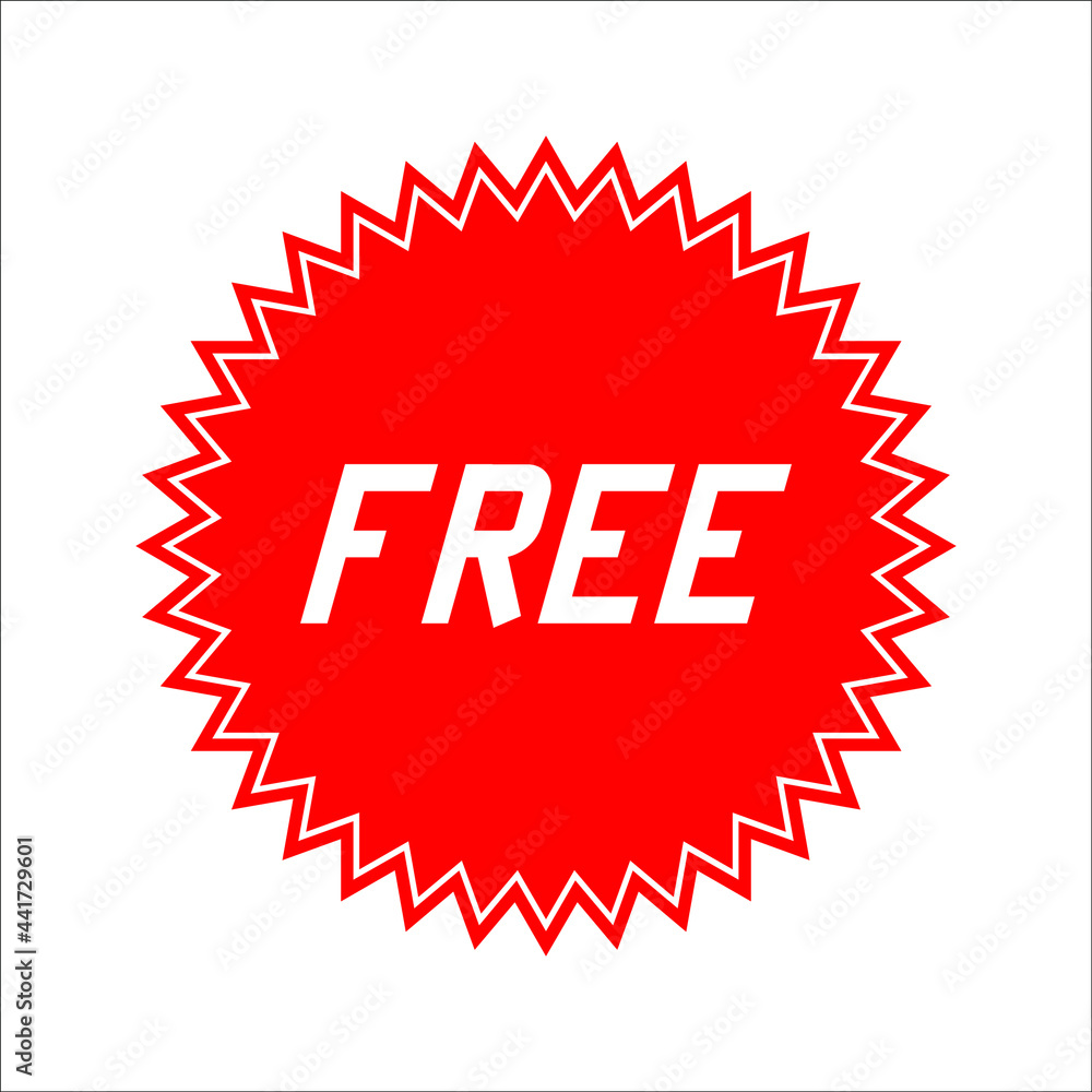 Free red badge design. Retail starburst badge vector. Free sticker, tag. Free, icon, charge, advertisement, advertising, background, badge, banner. Free red badge design. Retail starburst badge vector. Free sticker, tag. Free, icon, charge, advertisement, advertising, background, badge, banner.