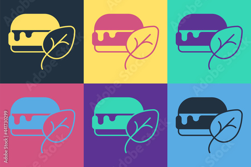 Pop art Vegan food diet icon isolated Pop art background. Organic, bio, eco symbol. Vegan, no meat, lactose free, healthy, fresh and nonviolent food. Vector
