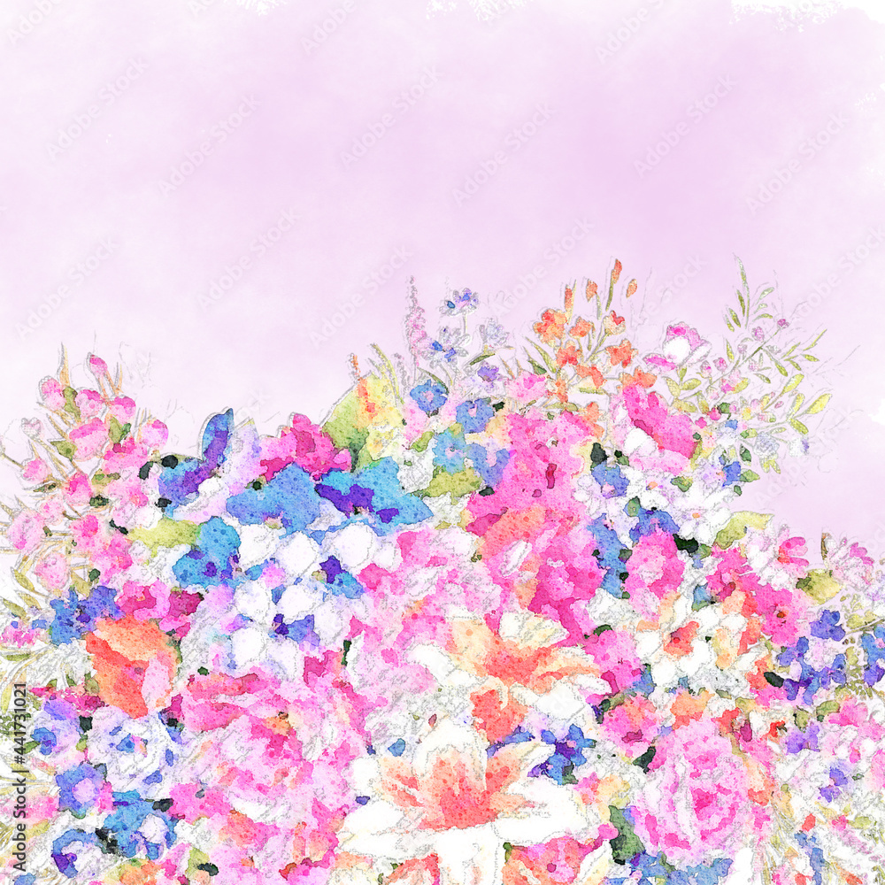 Beautiful pink wedding watercolor hand-painted flowers Beautiful pink wedding watercolor hand-painted flowers