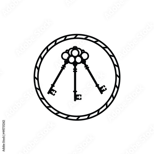 3 key in the circle rope property logo design vector