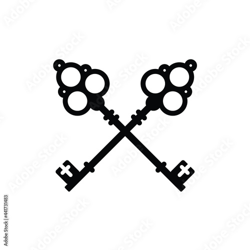 crossed old key real estate property logo design vector