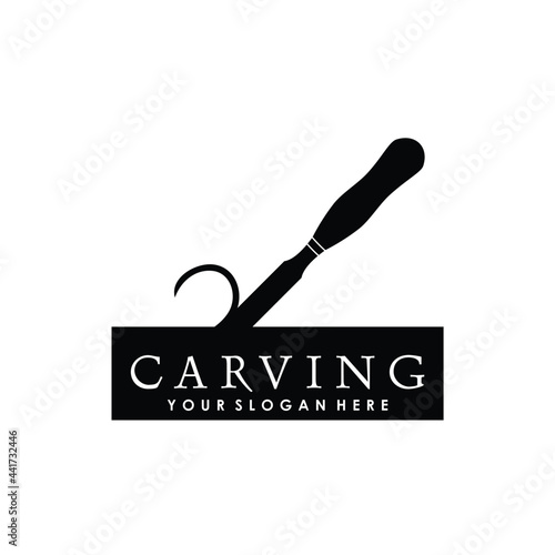 chisel carving tools woodworking craft logo design vector