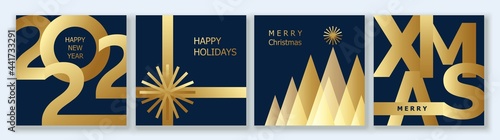 Modern creative concept of 2022 Happy New Year, Christmas poster. 2022 typography design.