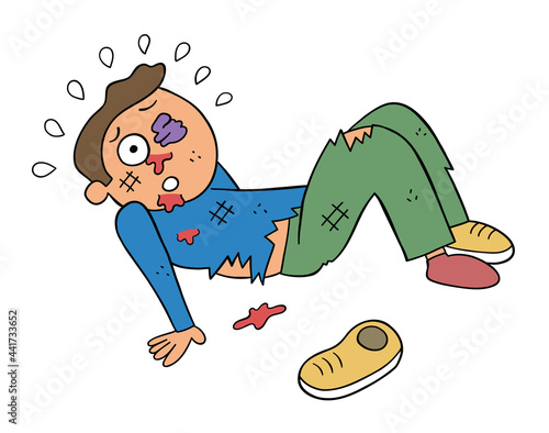 Cartoon beaten man, vector illustration