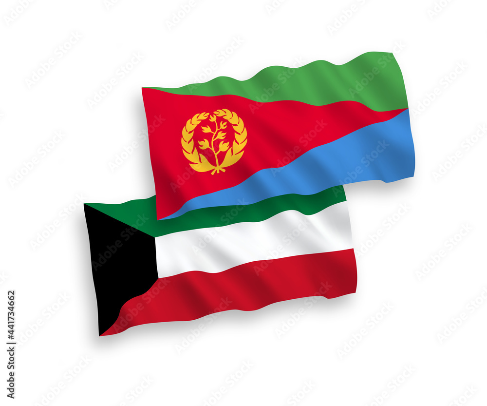 Flags of Eritrea and Kuwait on a white background Flags of Eritrea and Kuwait on a white background
