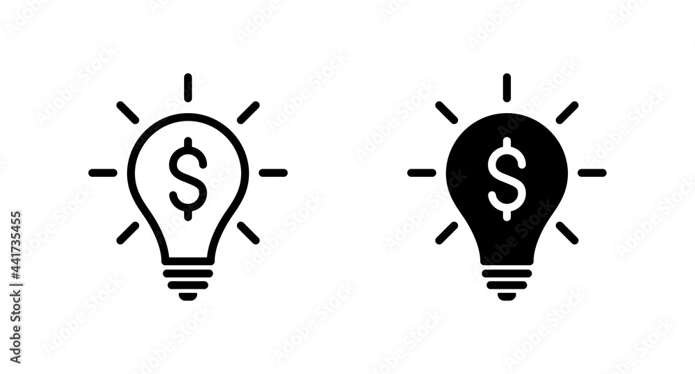 Light Bulb with dollar symbol vector for computer, web and mobile apps Light Bulb with dollar symbol vector for computer, web and mobile apps