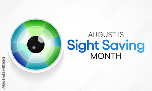 Sight Saving month is observed every year in August, The celebration aims to emphasize the importance of protecting and taking good care of the eyes. Vector illustration