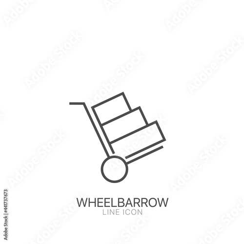 Wheelbarrow outline vector icon. Editable stroke Symbol in Line Art Style for Design