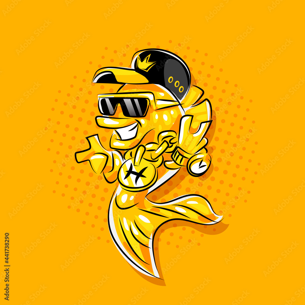 Cool rapper goldfish character. Cool character for the logo. - obrazy, fototapety, plakaty 