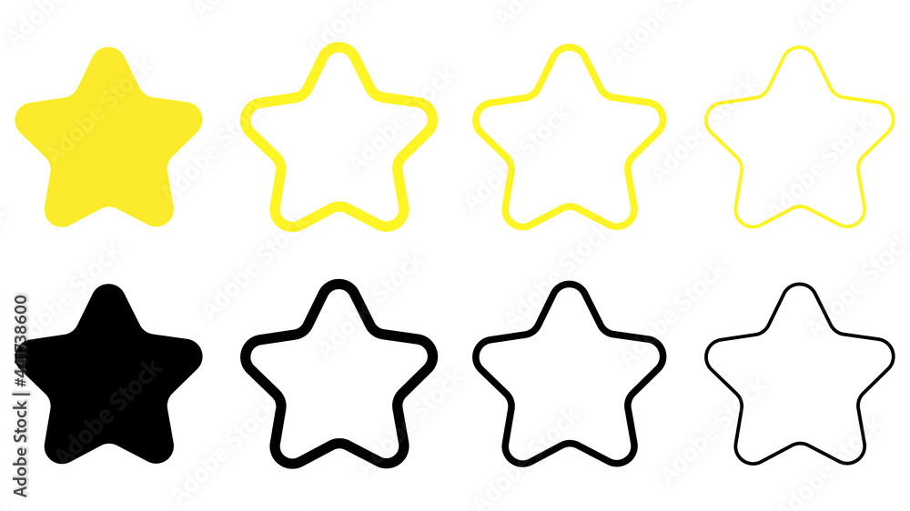 Star icons set. Vector illustration, isolated on white background Star icons set. Vector illustration, isolated on white background