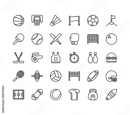 Sport icon set with outline style
