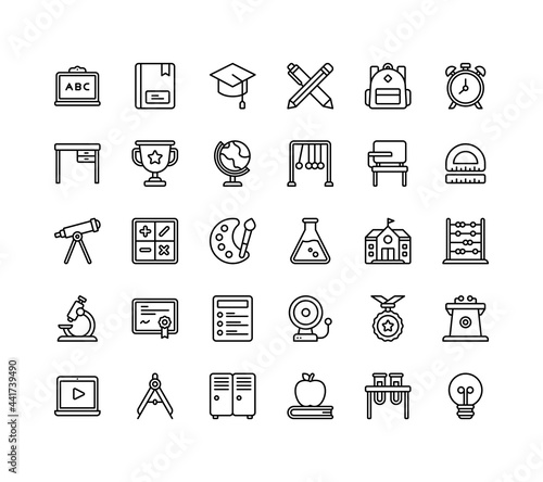 Education icon set with outline style