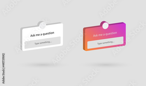 Ask me a question interface frame in a 3d for social media story sticker design  instagram stories stickers