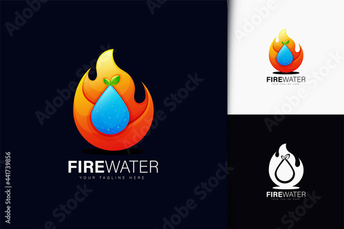 Fire and water logo design with gradient