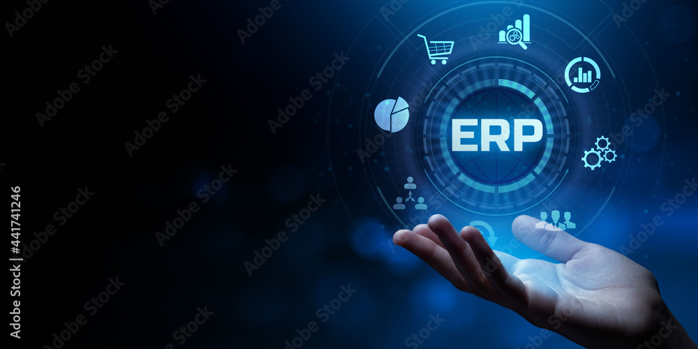 ERP enterprise resource planning business internet technology concept. - obrazy, fototapety, plakaty 
