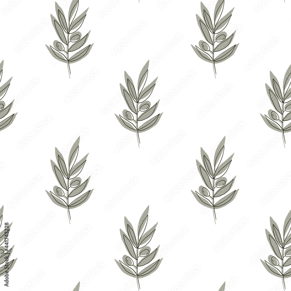 Olive branch seamless pattern. Good for banner, poster, flyer, greeting card, web design, print design. Vector illustration.