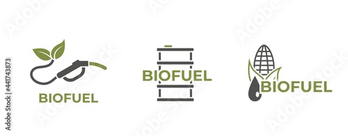 biofuel logo set. eco friendly industry and alternative energy symbols photo