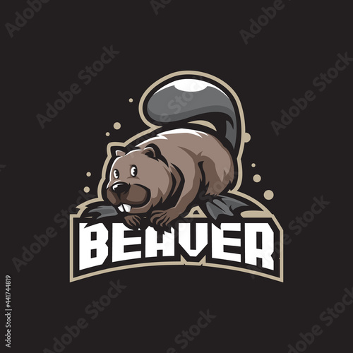 Beaver mascot logo design vector with modern illustration concept style for badge, emblem and t shirt printing. Smart beaver illustration for sport and esport team.