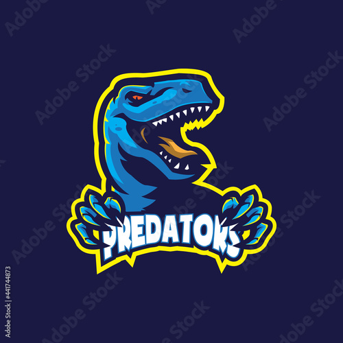 Raptor mascot logo design vector with modern illustration concept style for badge, emblem and t shirt printing. Angry raptor illustration for sport team. photo