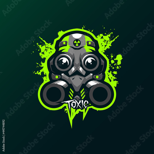 Toxic mascot logo design vector with modern illustration concept style for badge, emblem and t shirt printing. Mask toxic illustration.