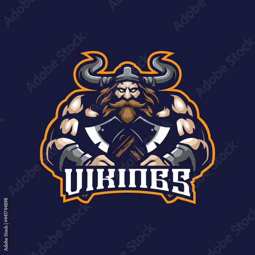 Viking mascot logo design vector with modern illustration concept style for badge, emblem and t shirt printing. Angry viking illustration.