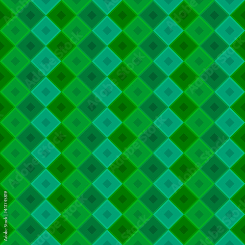 Green seamless diagonal tiles. Vector si,ple green repeated ornament.